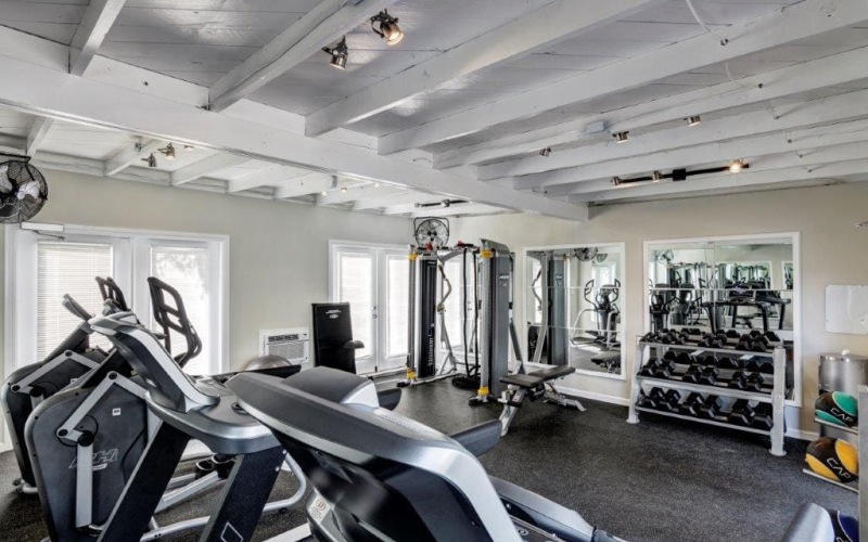 fitness center with bright lighting